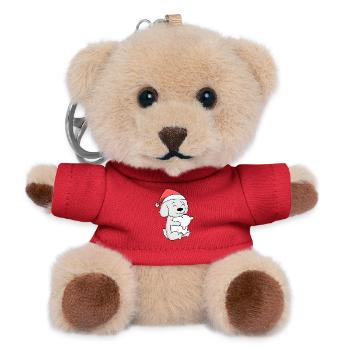 Maltese Dog Christmas Sleep Tired - Teddy Keyring - red - Front