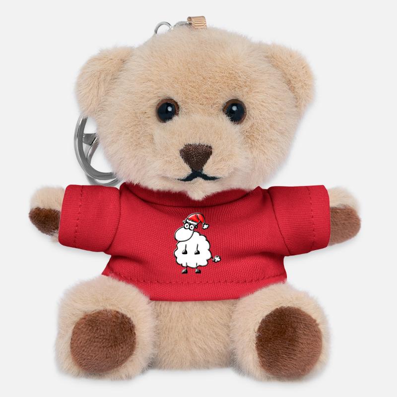 A sheep for Christmas - Teddy Keyring - red