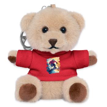 Snowboarder powder snow - Teddy Keyring - red - Front