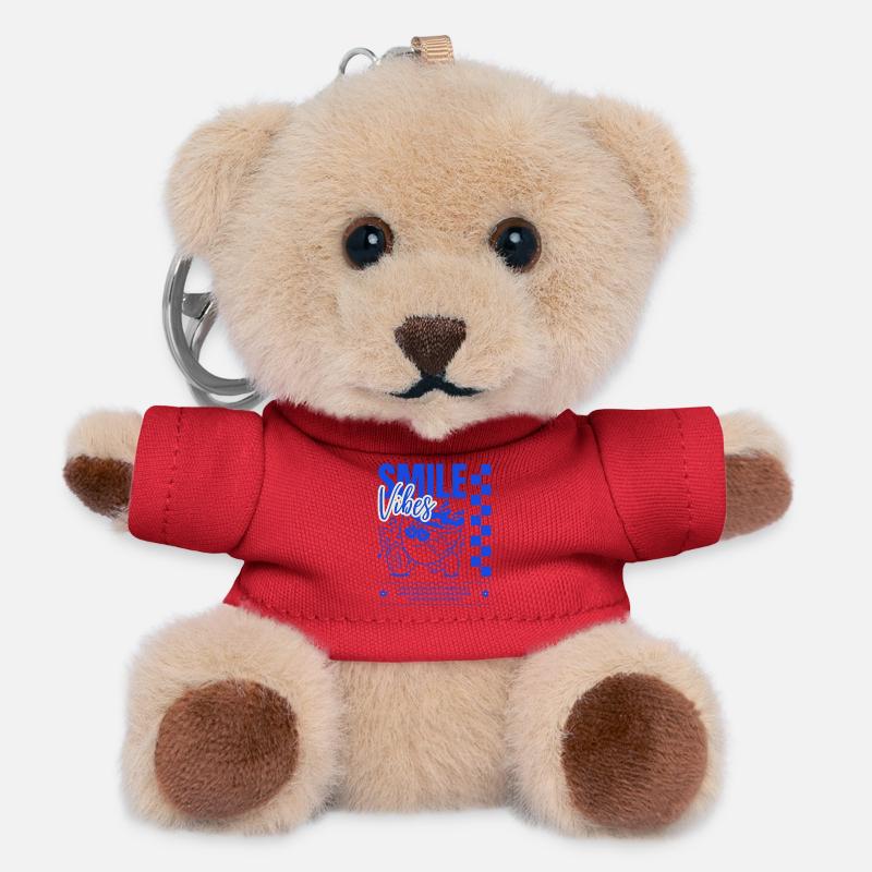 Vivid Smile Vibes Illustration - Teddy Keyring - red