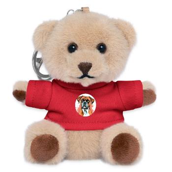 Portrait de boxeur à l’aquarelle - Porte-clés ourson - rouge - Devant