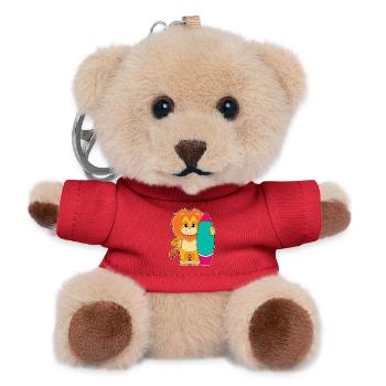 Lion Surfing Surfboard Summer - Teddy Keyring - red - Front