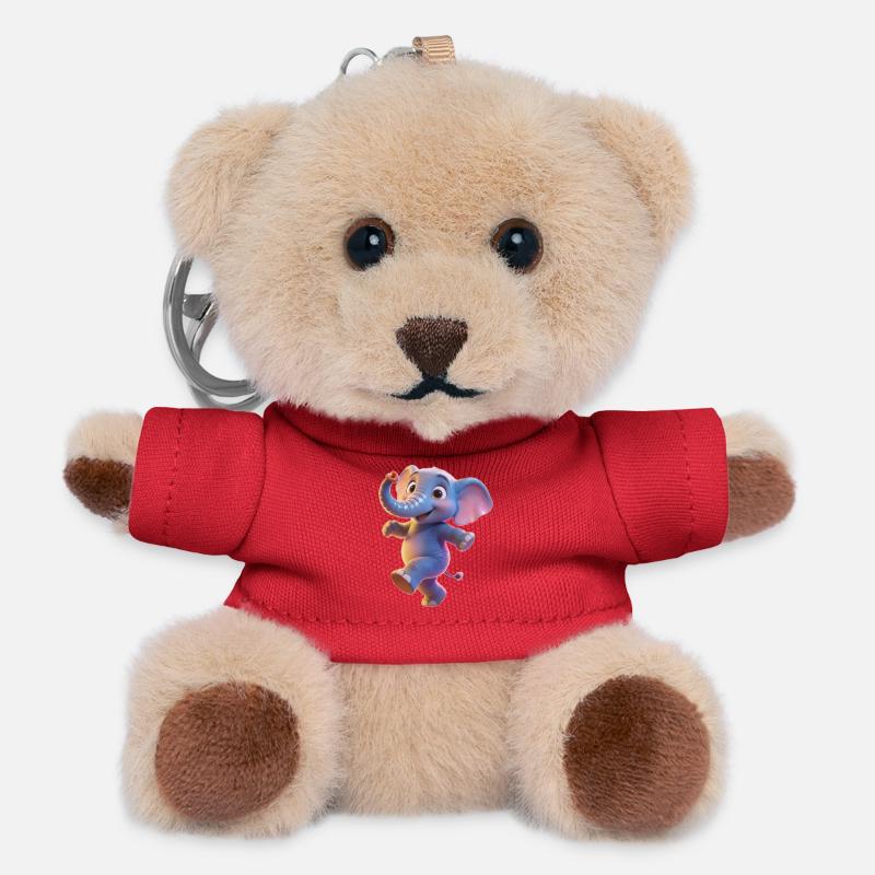 Neon Elephant Dancing Child - Teddy Keyring - red