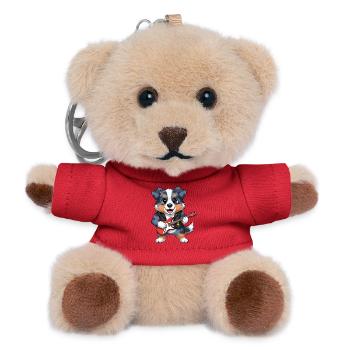 Rockender Hund mit Gitarre - Teddy Schlüsselanhänger - Rot - Vorne