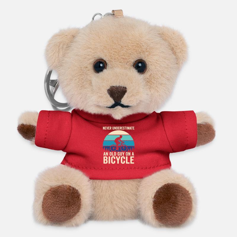 Never Underestimate Old Guy Bicycle - Teddy Keyring - red