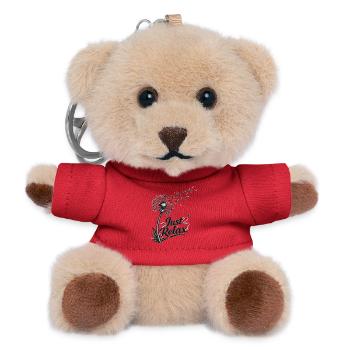 Just Relax Motiv – Lustiges Chill Design - Teddy Schlüsselanhänger - Rot - Vorne
