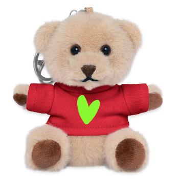 Neon Green Heart Icon Minimal retro style - Teddy Keyring - red - Front