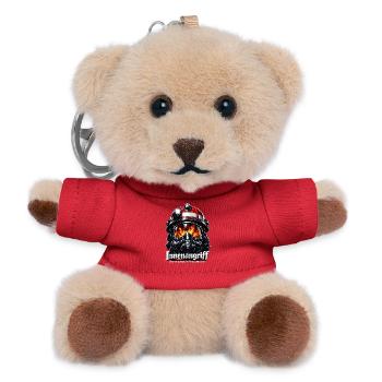 Feuerwehr Innenangriff Flammenhelm - Teddy Schlüsselanhänger - Rot - Vorne