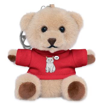 Grimmige Katze - einfach "Nö" - Teddy Schlüsselanhänger - Rot - Vorne