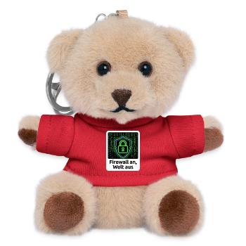 Firewall an, Welt aus - IT-Sicherheit Hoodie - Teddy Schlüsselanhänger - Rot - Vorne