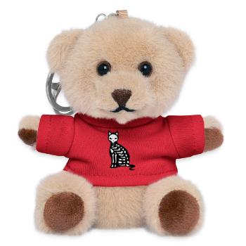 Skeleton and bones of a cat - Teddy Keyring - red - Front