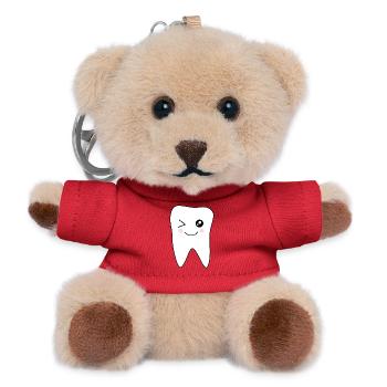 Tooth, Teeth, Dentist Gift - Teddy Keyring - red - Front