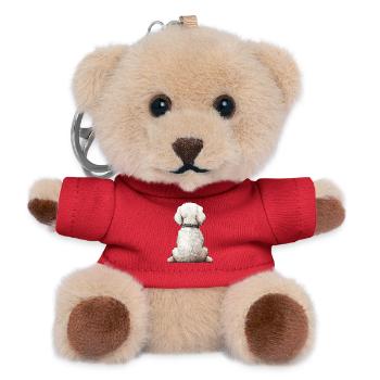 Bichon frisé - Porte-clés ourson - rouge - Devant