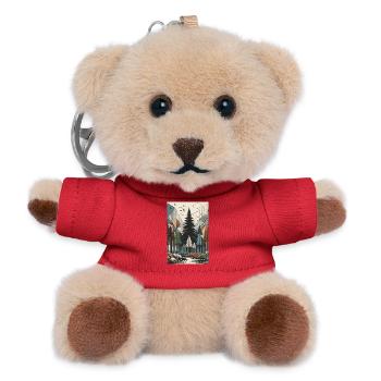 Abstrakter Zauberwald, Magie und Geometrie vereinen sich - Teddy Schlüsselanhänger - Rot - Vorne