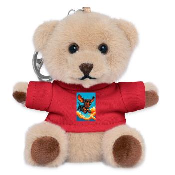 Vibrant Flying Dachshund Illustration - Teddy Keyring - red - Front