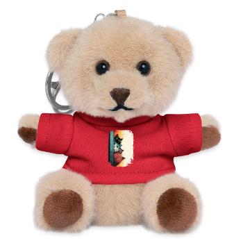 Neugierige Katzen bunt - Teddy Schlüsselanhänger - Rot - Vorne