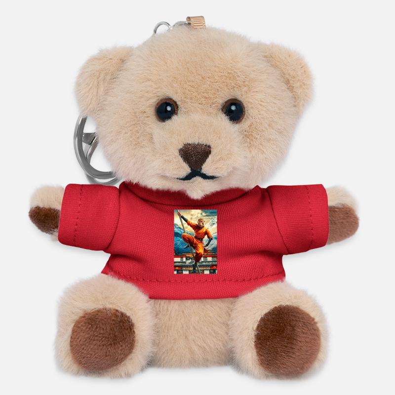 Humanoid Monkey Shaolin Monk - Teddy Keyring - red