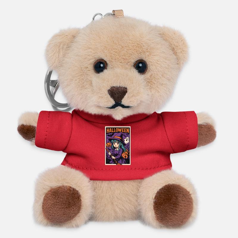 Classic Halloween - Witch - Teddy Keyring - red
