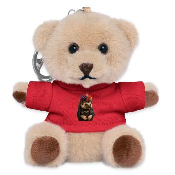 Bunter Igel Punk mit stylischem Flair - Teddy Schlüsselanhänger - Rot - Vorne