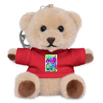 Abstrakte Farbige Zahlenkreation - Teddy Schlüsselanhänger - Rot - Vorne
