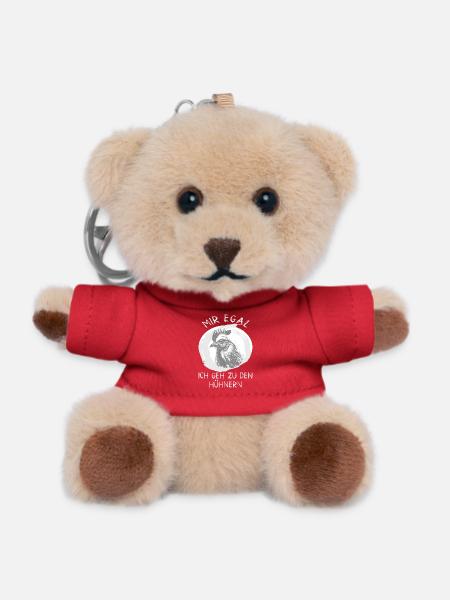 Mir egal Ich geh zu den Hühnern Spruch - Teddy Schlüsselanhänger - Rot