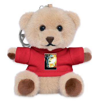 Farbenfrohes Pop-Porträt - Teddy Schlüsselanhänger - Rot - Vorne