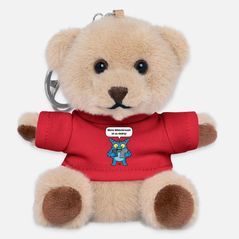 Screen time too low! Zooki Mobile Phone Addiction - Teddy Keyring - red