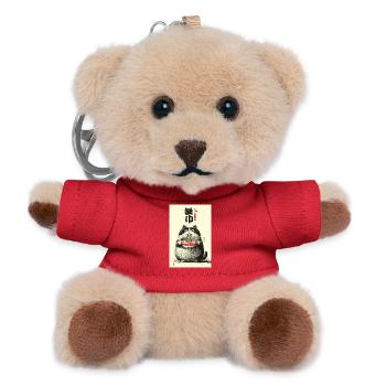 Ramen Cat Portrait - Teddy Keyring - red - Front