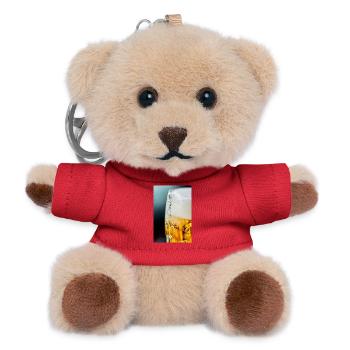 Light Gold Beer Glass Pattern - Teddy Keyring - red - Front