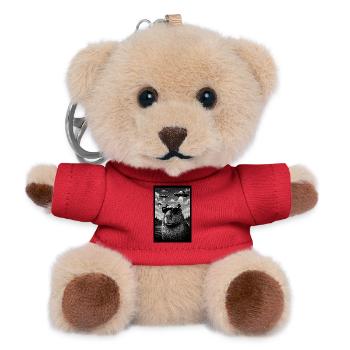 Capybara with sunglasses and UFOs - Teddy Keyring - red - Front