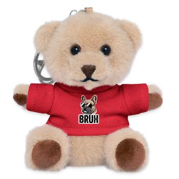 Bruh French Bulldog With Sunglasses Meme - Teddy Keyring - red - Front