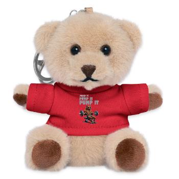 Powerbär im Fitness-Look - Teddy Schlüsselanhänger - Rot - Vorne