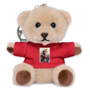 Zen-Sonne-Aquarellpagode - Teddy Schlüsselanhänger - Rot - Vorne