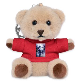 Blue Umbrellas in Purple Rain - Teddy Keyring - red - Front