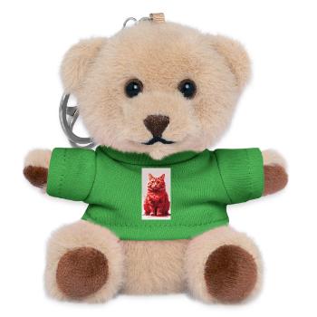 Red Cat Portrait Art Print - Teddy Keyring - green - Front