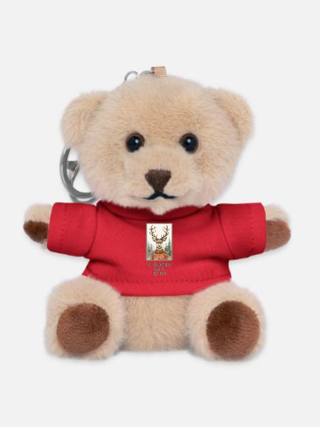 Lustiges Rentier im Weihnachtspullover - Teddy Schlüsselanhänger - Rot
