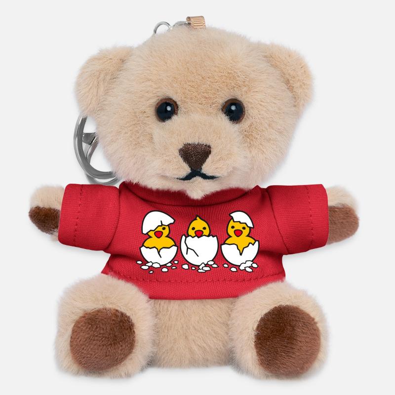 Drei aus dem Ei (d) - Teddy Keyring - red