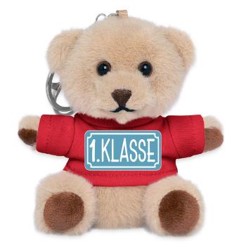Schulanfang 1. Klasse - ERSTKLASSIG - Teddy Schlüsselanhänger - Rot - Vorne
