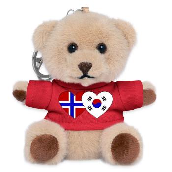 Norvège Corée du Sud Drapeau Coeur - Porte-clés ourson - rouge - Devant
