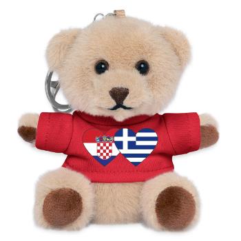 Kroatien Griechenland Flagge Herz - Teddy Schlüsselanhänger - Rot - Vorne