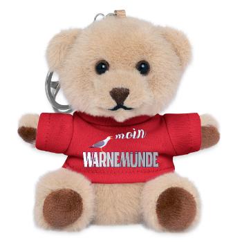 Warnemünde Möwe mit Moin Ostee - Teddy Schlüsselanhänger - Rot - Vorne