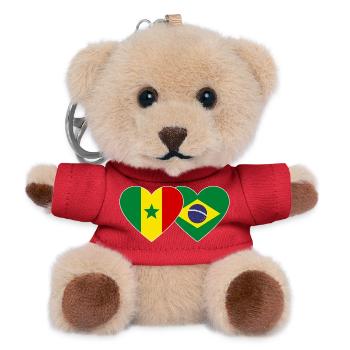 Senegal Brasilien Flagge Hände Herzform - Teddy Schlüsselanhänger - Rot - Vorne