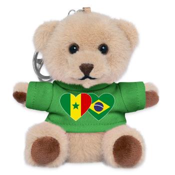 Senegal Brazil Flag Hands Heart Shape - Teddy Keyring - green - Front