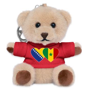 Drapeau Bosnie-Sénégal Coeur - Porte-clés ourson - rouge - Devant