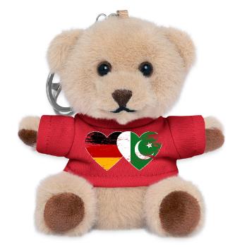 Germany Pakistan Flag Heart Used - Teddy Keyring - red - Front