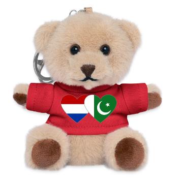 Holland Pakistan Flag Heart - Teddy Keyring - red - Front