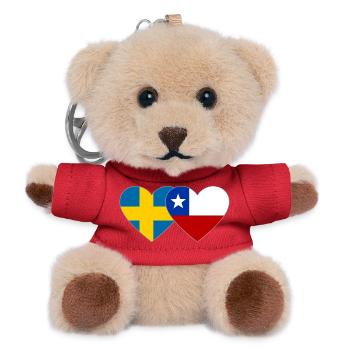 Schweden Chile Flagge Herz - Teddy Schlüsselanhänger - Rot - Vorne