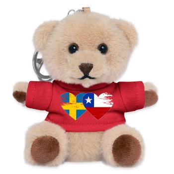 Schweden Chile Flagge Herz used - Teddy Schlüsselanhänger - Rot - Vorne