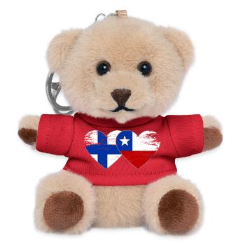 Finland Chile Flag Heart - Teddy Keyring - red - Front