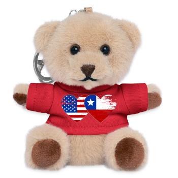 USA Chile Flag Heart - Teddy Keyring - red - Front